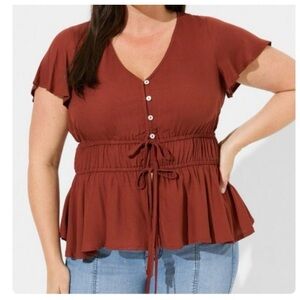 Torrid Terracotta Button-Front Blouse